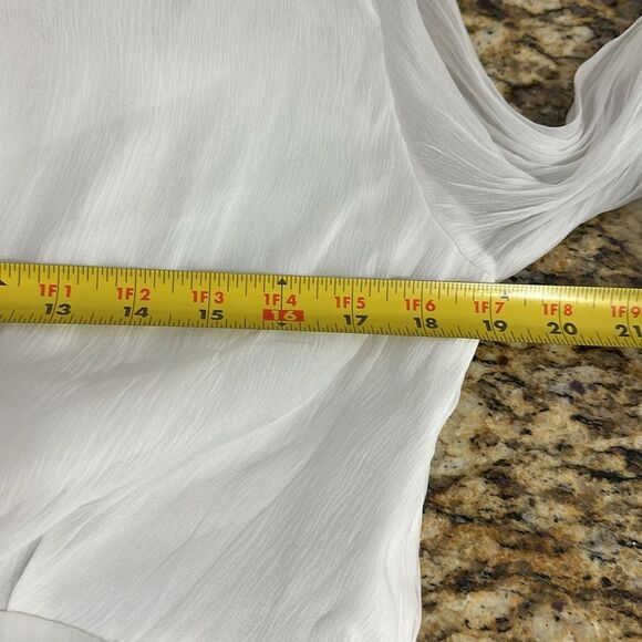 Anewsta White Long Sleeve Pleats Hip Band Mini Dress Size M - Picture 8 of 10